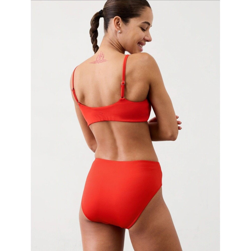 New Athleta Swim Bottoms XS High Waist Dark Orange NWT Full Seat Coverage Modest
